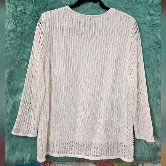 Alfred Dunner White Long Sleeve Cable Knit Sweater Size L - Picture 7 of 11